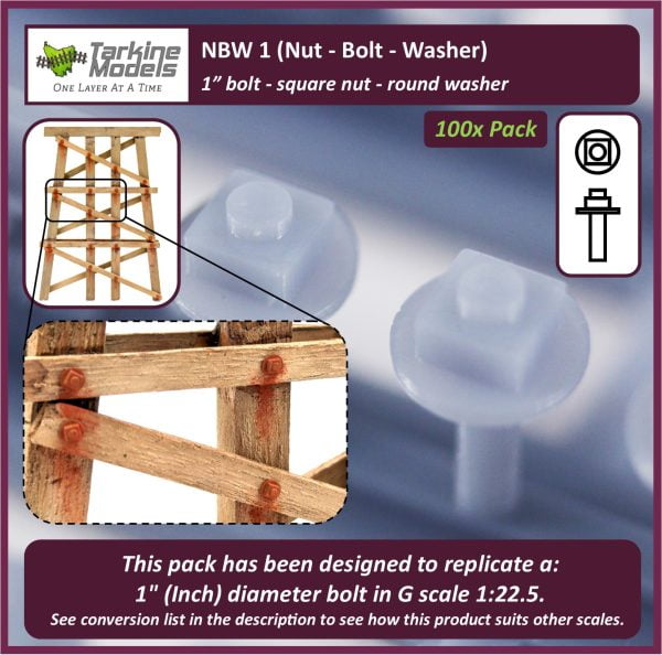 NBW 1 - 1" Bolt - Square Nut - Round Washer 100pcs