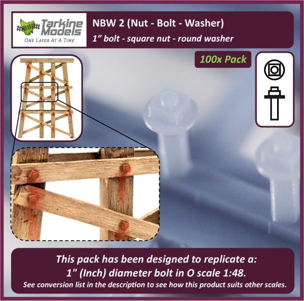 NBW 2 - 1" Bolt - Square Nut - Round Washer 100pcs