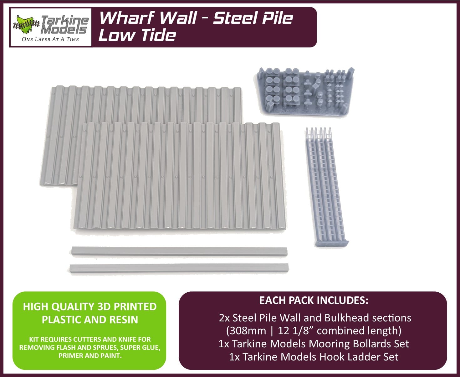 HO Scale - Steel Pile Wharf Kit (Low Tide) - Image 2