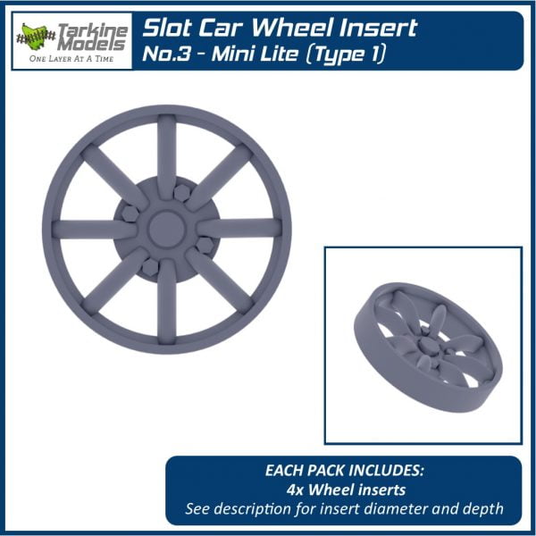 Slot Car Wheel Insert - No.3 Mini Lite (Type 1)
