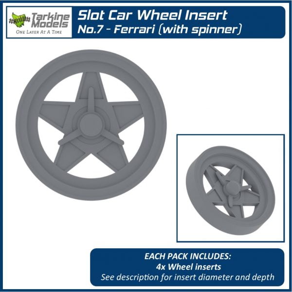 Slot Car Wheel Insert - No.7 Ferrari (with spinner)