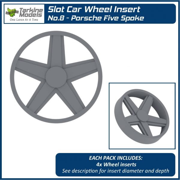 Slot Car Wheel Insert - No.8 Porsche Five Spoke