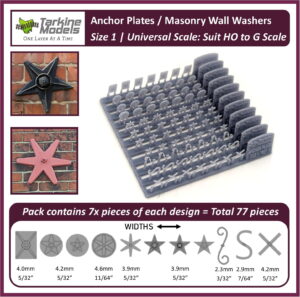 Wall Anchor Plates - Size 1 Universal Scale best suit HO to G Scale