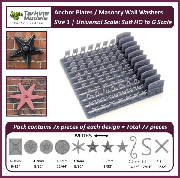 Wall Anchor Plates - Size 1 Universal Scale best suit HO to G Scale